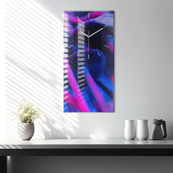 Vertikální skleněné hodiny Kouzelné barevné houby