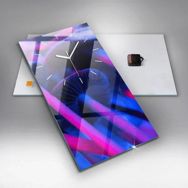 Vertikální skleněné hodiny Kouzelné barevné houby