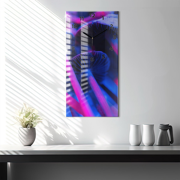 Vertikální skleněné hodiny Kouzelné barevné houby