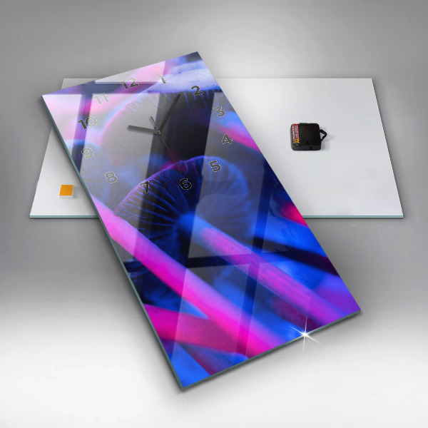 Vertikální skleněné hodiny Kouzelné barevné houby