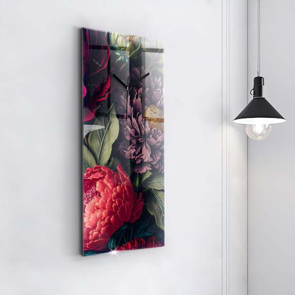 Vertikální skleněné hodiny Vintage kytice květin