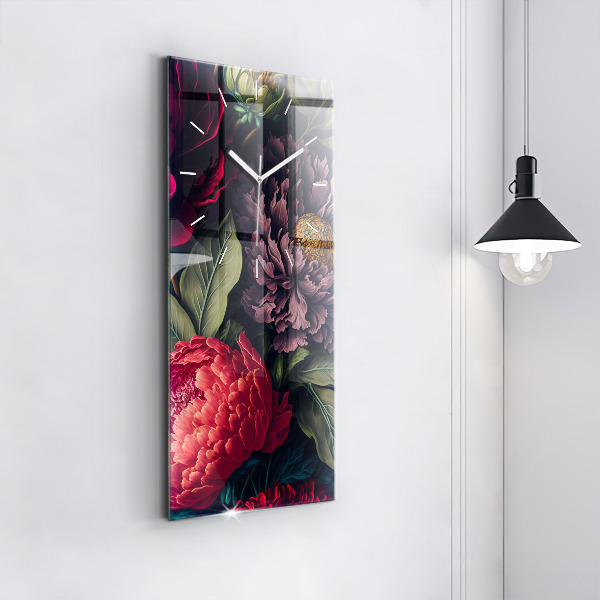 Vertikální skleněné hodiny Vintage kytice květin