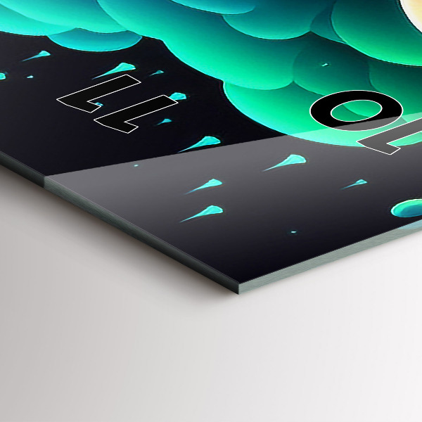 Vertikální skleněné hodiny Neonové houby