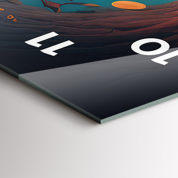 Vertikální skleněné hodiny Les a kouzelné houby