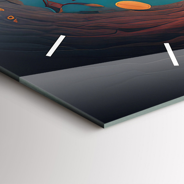 Vertikální skleněné hodiny Les a kouzelné houby