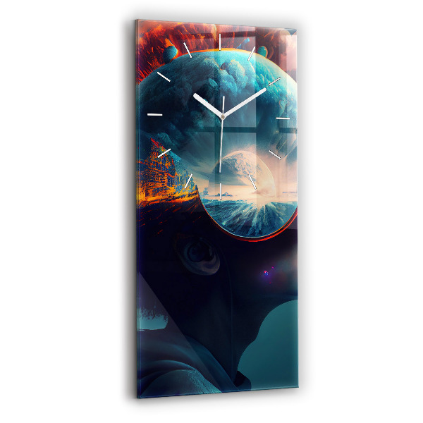 Vertikální skleněné hodiny Futuristický svět