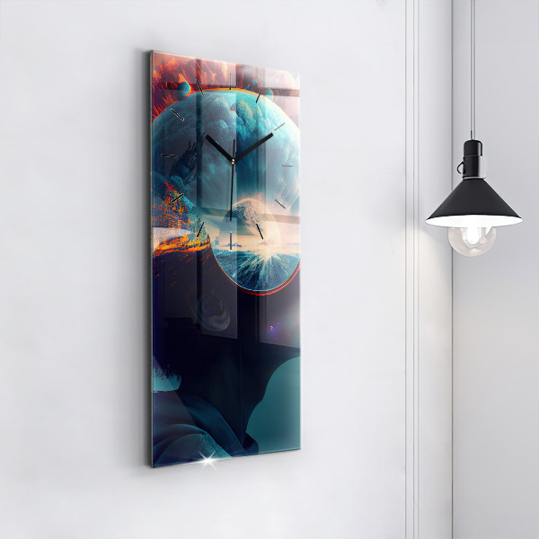 Vertikální skleněné hodiny Futuristický svět