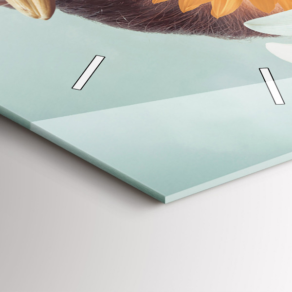 Vertikální skleněné hodiny Žena s květinami