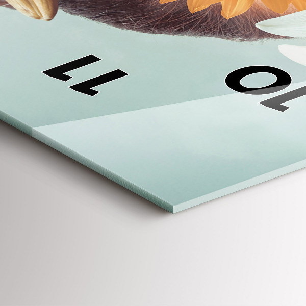 Vertikální skleněné hodiny Žena s květinami