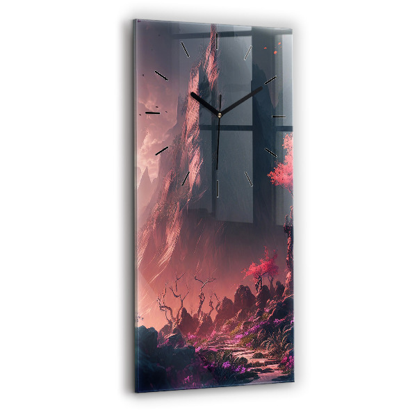 Vertikální skleněné hodiny Kouzelný les a hory