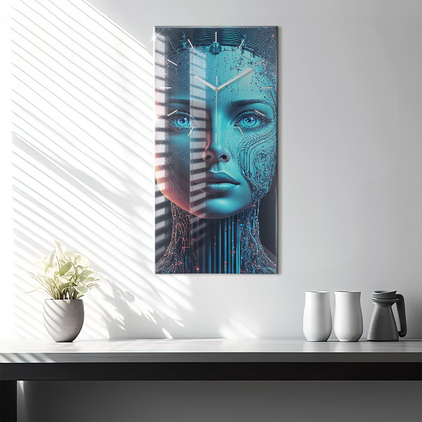 Vertikální skleněné hodiny Umělá inteligence