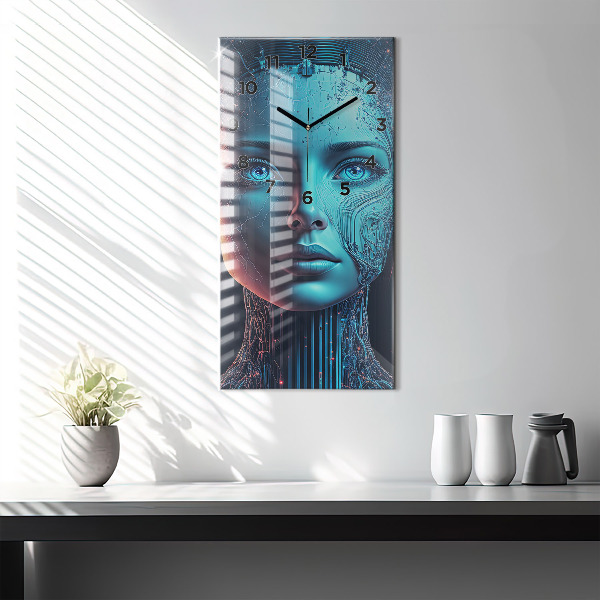 Vertikální skleněné hodiny Umělá inteligence