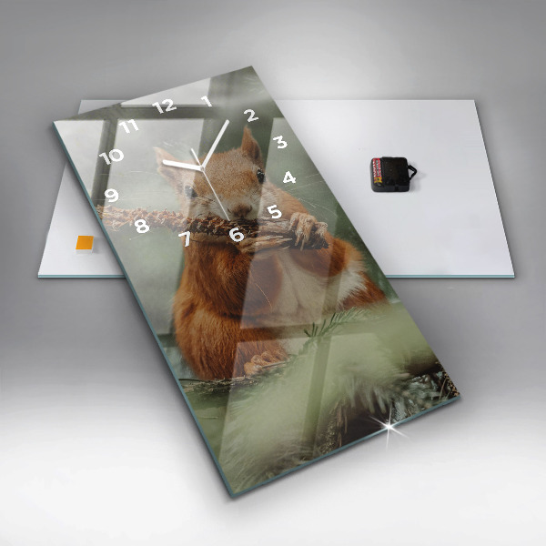 Vertikální nástěnné hodiny Veverka a divoká zvěř