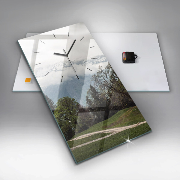 Vertikální nástěnné hodiny Pohled na hory