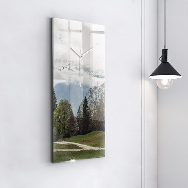 Vertikální nástěnné hodiny Pohled na hory