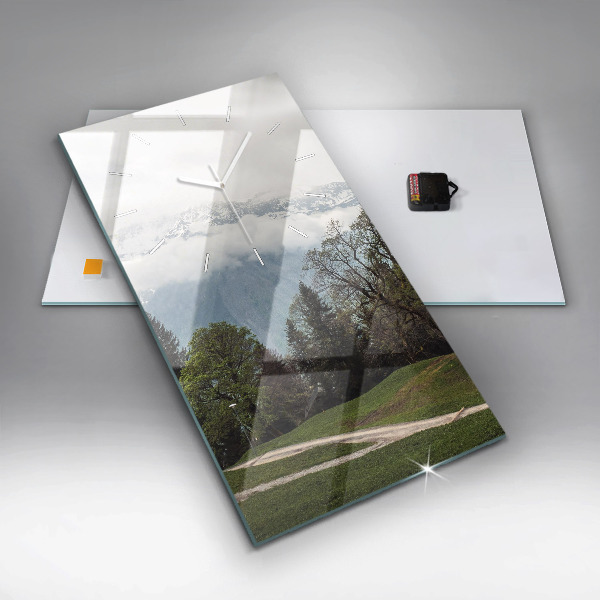 Vertikální nástěnné hodiny Pohled na hory