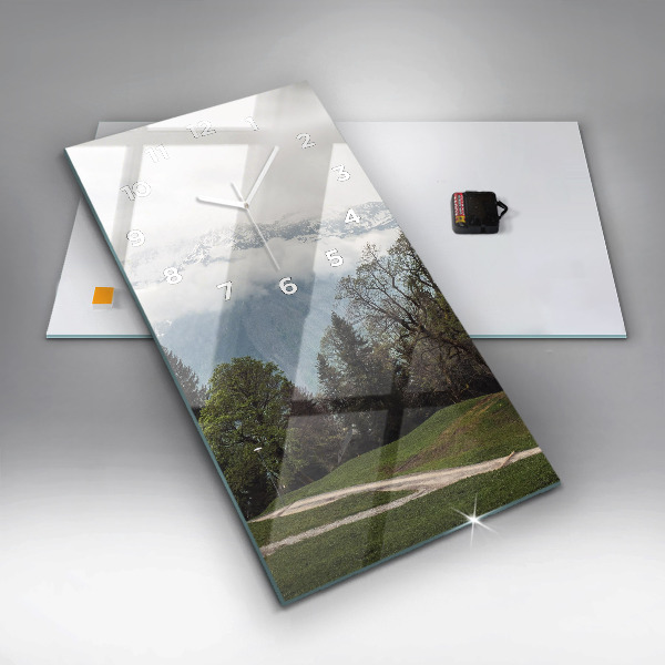 Vertikální nástěnné hodiny Pohled na hory