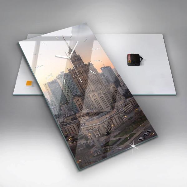 Vertikální nástěnné hodiny Panorama Varšavy