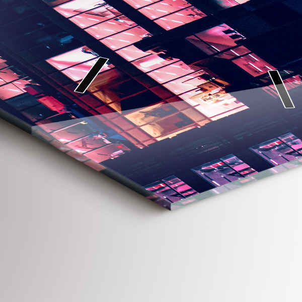 Vertikální nástěnné hodiny Varšava v noci