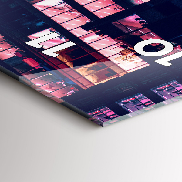 Vertikální nástěnné hodiny Varšava v noci