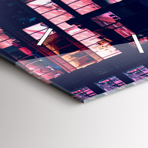 Vertikální nástěnné hodiny Varšava v noci