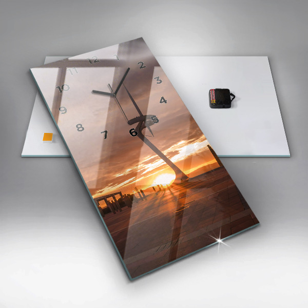 Vertikální skleněné hodiny Olympijský park v Barceloně