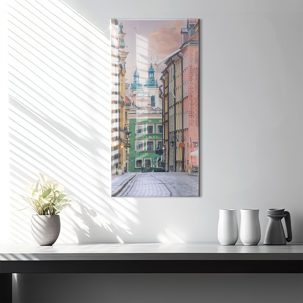 Vertikální skleněné hodiny Staré město ve Varšavě