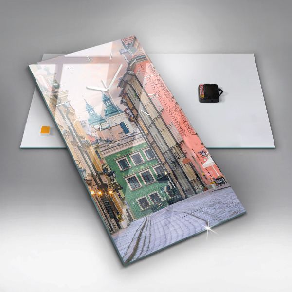 Vertikální skleněné hodiny Staré město ve Varšavě