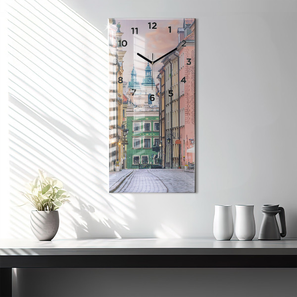 Vertikální skleněné hodiny Staré město ve Varšavě