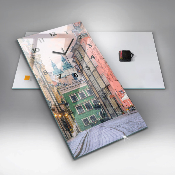 Vertikální skleněné hodiny Staré město ve Varšavě