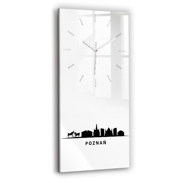 Vertikální skleněné hodiny Grafika panoramatu Poznaně