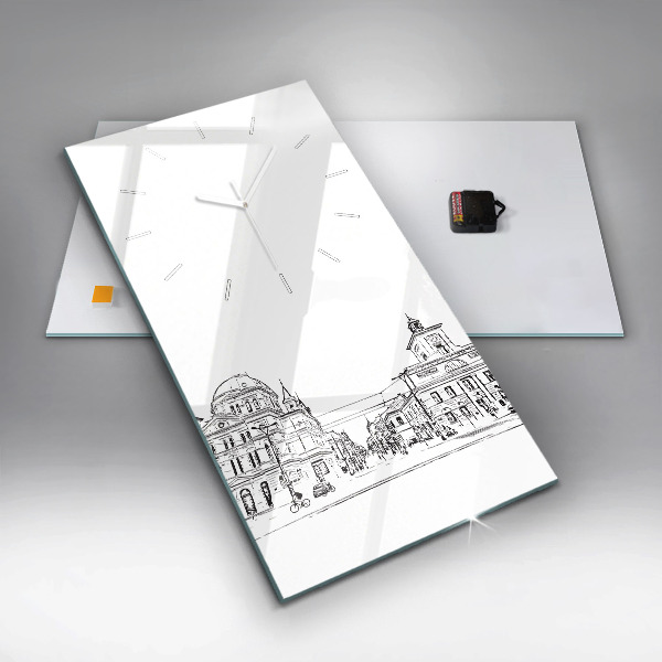 Vertikální skleněné hodiny Ilustrace města Poznaně