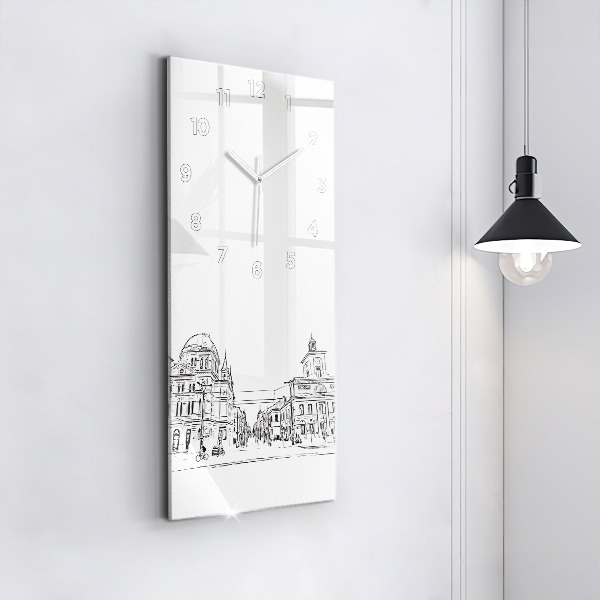 Vertikální skleněné hodiny Ilustrace města Poznaně