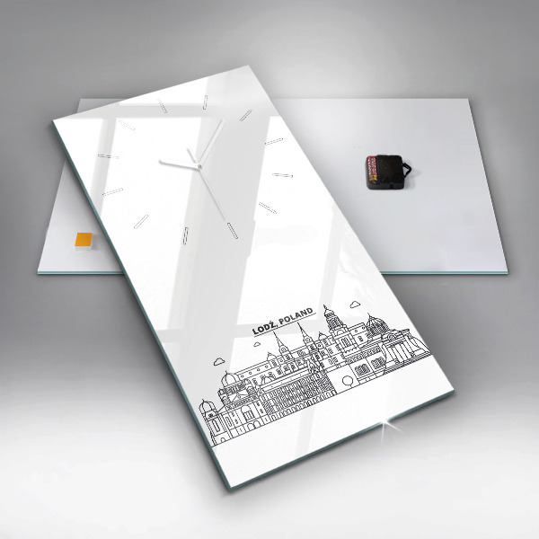 Vertikální skleněné hodiny Architektonické panorama Lodže