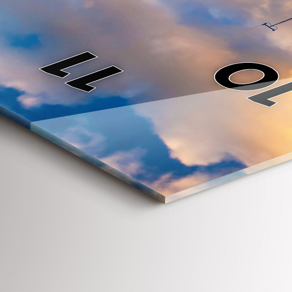 Vertikální skleněné hodiny Maják a Baltské moře