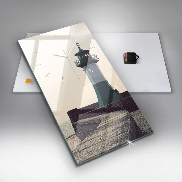 Vertikální nástěnné hodiny Maják a moře