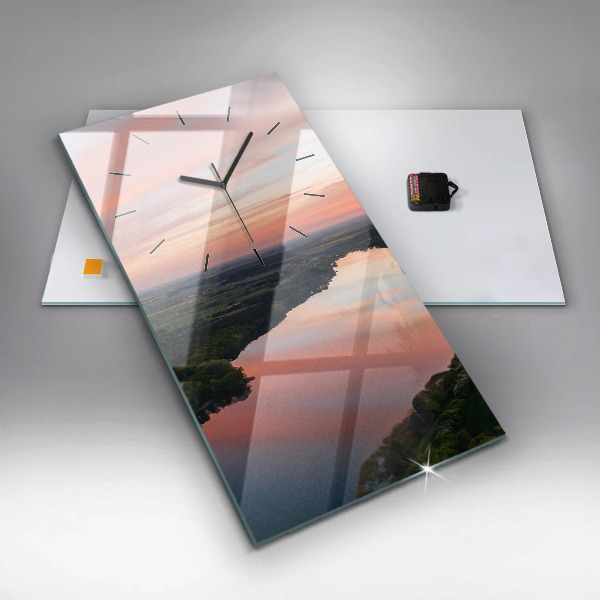 Vertikální nástěnné hodiny Pohled na jezero