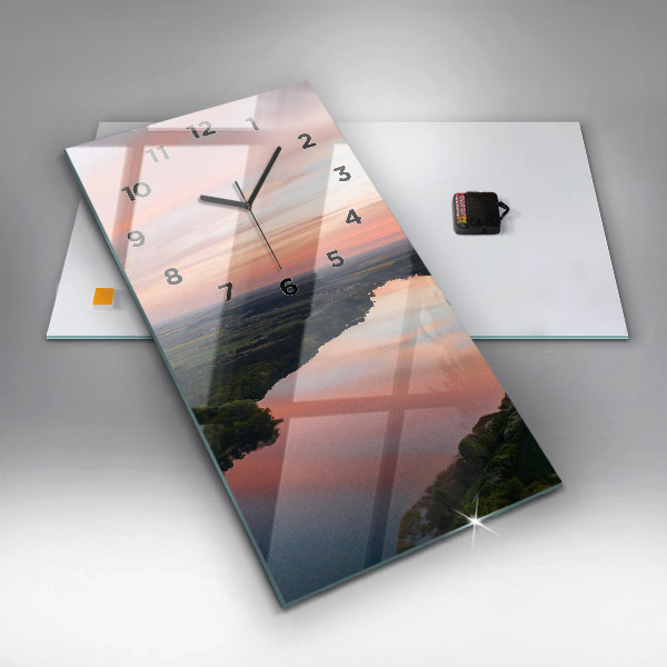 Vertikální nástěnné hodiny Pohled na jezero