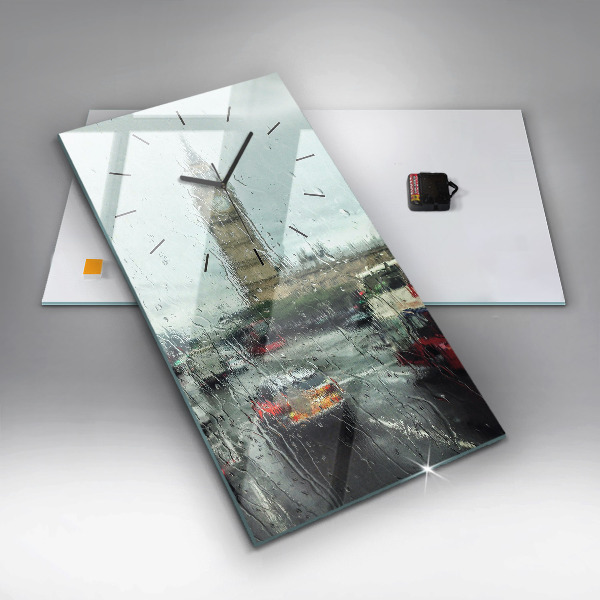 Vertikální nástěnné hodiny Deštivý Londýn