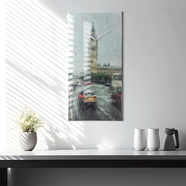 Vertikální nástěnné hodiny Deštivý Londýn