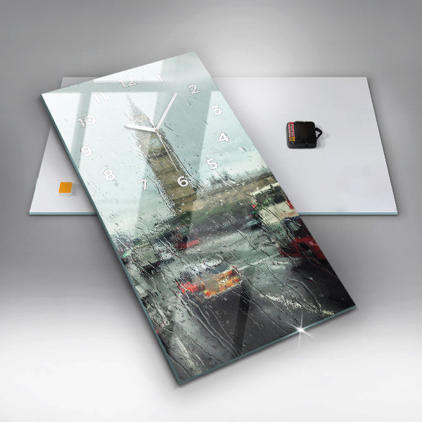 Vertikální nástěnné hodiny Deštivý Londýn