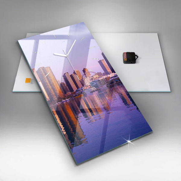 Vertikální nástěnné hodiny Pohled na mrakodrapy v USA