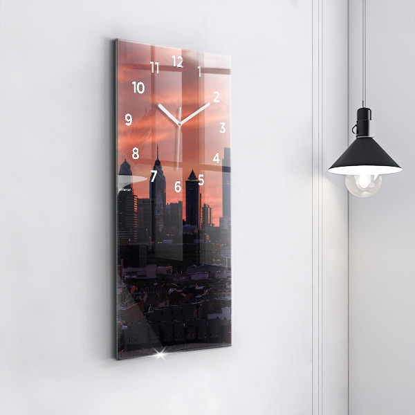 Vertikální nástěnné hodiny Panorama Filadelfie