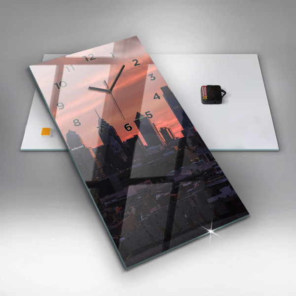 Vertikální nástěnné hodiny Panorama Filadelfie