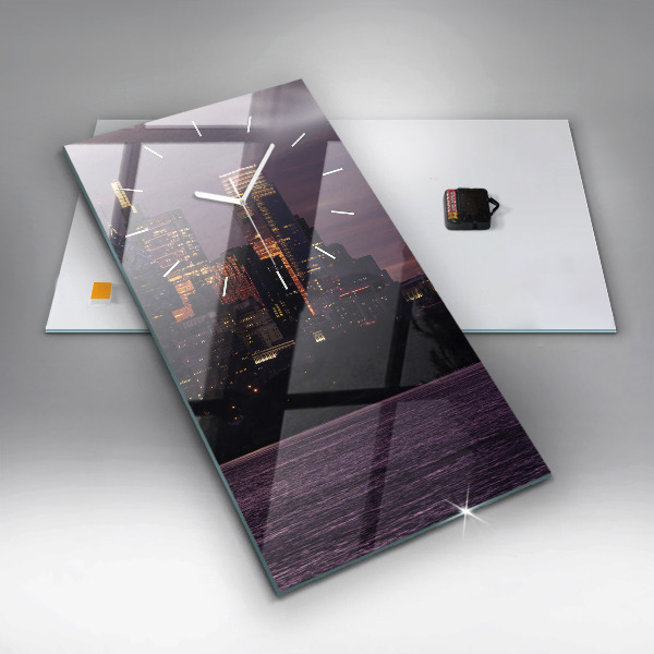 Vertikální nástěnné hodiny Panorama města Filadelfie