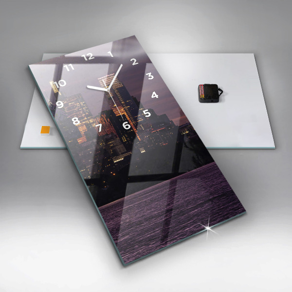 Vertikální nástěnné hodiny Panorama města Filadelfie