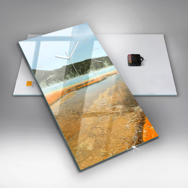 Vertikální nástěnné hodiny Jezero s horami