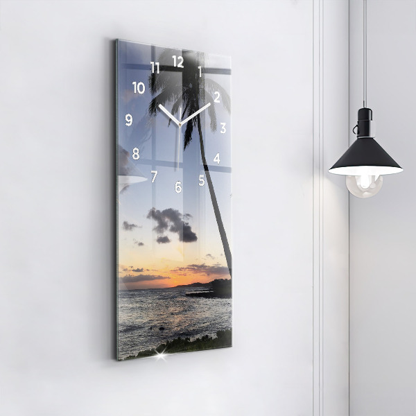 Vertikální nástěnné hodiny Palma a východ slunce