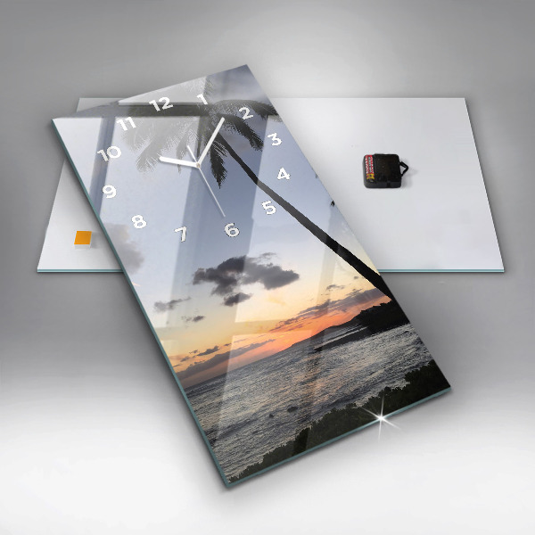 Vertikální nástěnné hodiny Palma a východ slunce