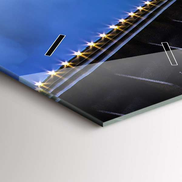 Vertikální nástěnné hodiny Skalnaté pobřeží pod mostem